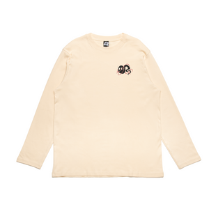 "Ghost catcher" Cut and Sew Wide-body Long Sleeved Tee White/Beige