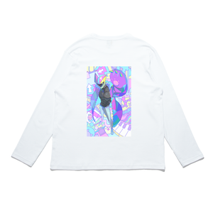 "Catguy" Cut and Sew Wide-body Long Sleeved Tee White
