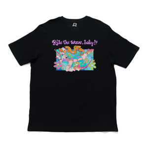 "Ride the Wave" Cut and Sew Wide-body Tee Black