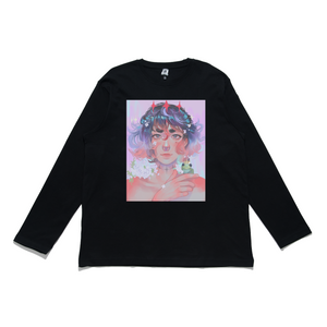 "King of Flowers" Cut and Sew Wide-body Long Sleeved Tee White/Black