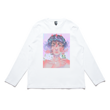 Load image into Gallery viewer, &quot;King of Flowers&quot; Cut and Sew Wide-body Long Sleeved Tee White/Black