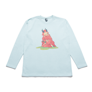 "Strawberry Faun" Taper-Fit Heavy Cotton Long Sleeve Tee Mint