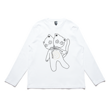 Load image into Gallery viewer, &quot;Double Headed Kitten&quot; Cut and Sew Wide-body Long Sleeved Tee White/Black/Beige