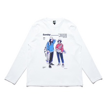 Load image into Gallery viewer, &quot;Sunday Penny&quot; Cut and Sew Wide-body Long Sleeved Tee White/Black