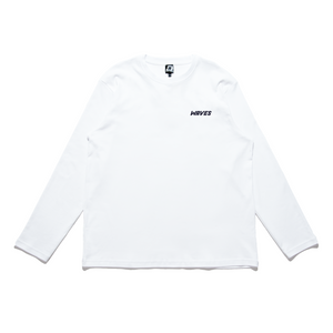 "Waves" Cut and Sew Wide-body Long Sleeved Tee White