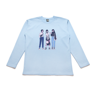 "Girls 01" Taper-Fit Heavy Cotton Long Sleeve Tee Sky Blue