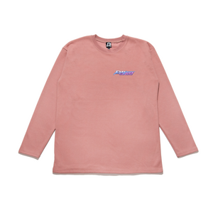 "Drive" Taper-Fit Heavy Cotton Long Sleeve Tee Rose/Sky Blue