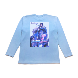 "Drive" Taper-Fit Heavy Cotton Long Sleeve Tee Rose/Sky Blue