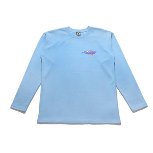 "Drive" Taper-Fit Heavy Cotton Long Sleeve Tee Rose/Sky Blue