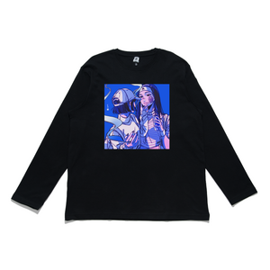 "Blue" Cut and Sew Wide-body Long Sleeved Tee White/Black