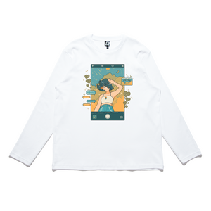 "Starry Sky" Cut and Sew Wide-body Long Sleeved Tee White