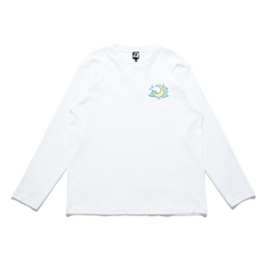 "Whale Window" Cut and Sew Wide-body Long Sleeved Tee White/Black