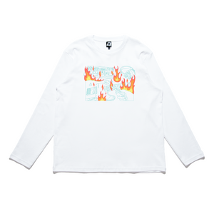 "Burning Out" Cut and Sew Wide-body Long Sleeved Tee White