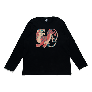 "Tiger" Cut and Sew Wide-body Long Sleeved Tee Black