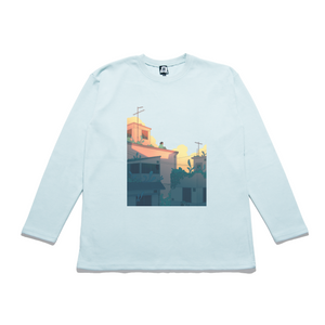 "Waiting" Taper-Fit Heavy Cotton Long Sleeve Tee Mint