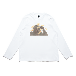 "Eyeline 3" Cut and Sew Wide-body Long Sleeved Tee White