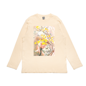 "Eyeline 7" Cut and Sew Wide-body Long Sleeved Tee White/Beige