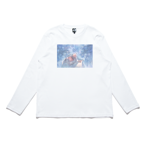 "Eyeline 9" Cut and Sew Wide-body Long Sleeved Tee White