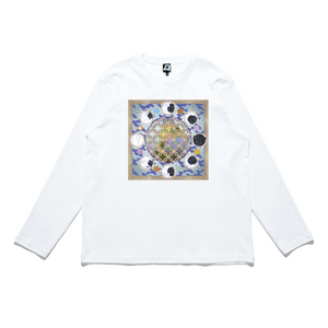 "Mid Autumn" Cut and Sew Wide-body Long Sleeved Tee White