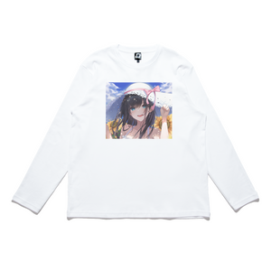 "Sunflower" Cut and Sew Wide-body Long Sleeved Tee White