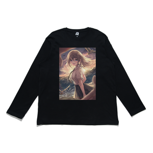 "Sunset" Cut and Sew Wide-body Long Sleeved Tee Black