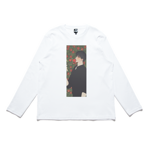 "Camellia" Cut and Sew Wide-body Long Sleeved Tee White/Black