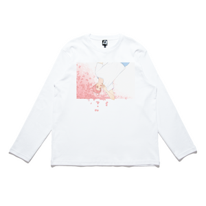 "Cherry Blossom" Cut and Sew Wide-body Long Sleeved Tee White