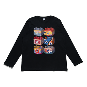 "Donut Gift" Cut and Sew Wide-body Long Sleeved Tee Black