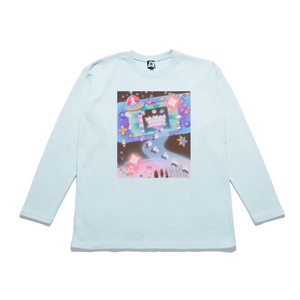"Showtime" Taper-Fit Heavy Cotton Long Sleeve Tee Mint