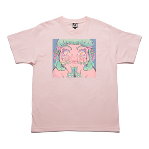 "Floral Body Hair" Taper-Fit Heavy Cotton Tee Pink
