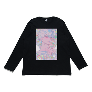 "Jellyfish" Cut and Sew Wide-body Long Sleeved Tee White/Black
