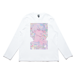 "Jellyfish" Cut and Sew Wide-body Long Sleeved Tee White/Black