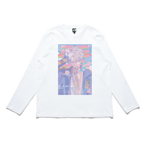 "Rainbow" Cut and Sew Wide-body Long Sleeved Tee White/Black