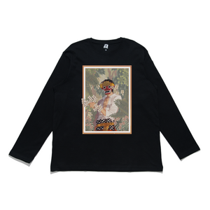 "Forest Guardian" Cut and Sew Wide-body Long Sleeved Tee Black/White