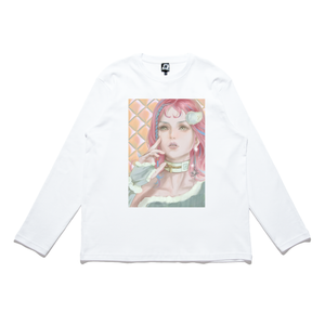 "ShirleyTam" Cut and Sew Wide-body Long Sleeved Tee White
