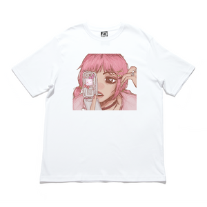 "Eyeliner" Cut and Sew Wide-body Tee White
