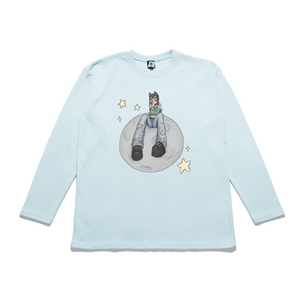 "Space Girl" Taper-Fit Heavy Cotton Long Sleeve Tee Mint