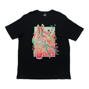 "Ribboba" Cut and Sew Wide-body Tee Black