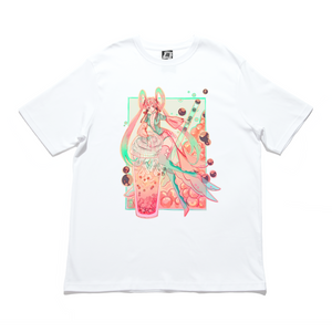 "Ribboba" Cut and Sew Wide-body Tee White