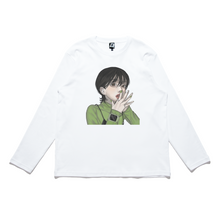 Load image into Gallery viewer, &quot;Green Hershey Girl&quot; Cut and Sew Wide-body Long Sleeved Tee White/Black