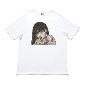 "Lonely Rose" Cut and Sew Wide-body Tee White