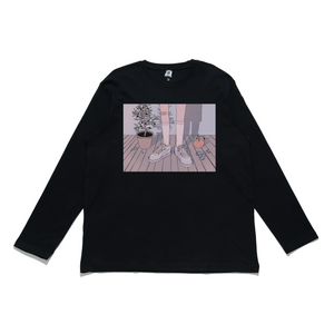 "Lo-Fi Vibes" Cut and Sew Wide-body Long Sleeved Tee White/Black