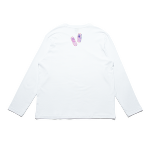 "Ring Ring!" Cut and Sew Wide-body Long Sleeved Tee White