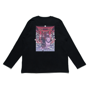 "Oni-Shikigami" Cut and Sew Wide-body Long Sleeved Tee White/Black