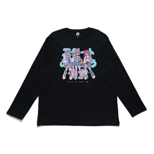"Magical Girl" Cut and Sew Wide-body Long Sleeved Tee Black