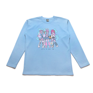 "Magical Girl" Taper-Fit Heavy Cotton Long Sleeve Tee Sky Blue