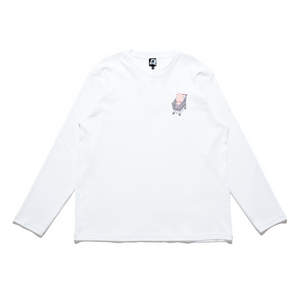 "Shopping Master" Cut and Sew Wide-body Long Sleeved Tee White/Black