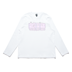 "Bunnies in Line" Cut and Sew Wide-body Long Sleeved Tee White/Black