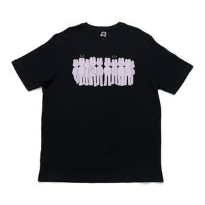 "Bunnies in Line" Cut and Sew Wide-body Tee White/Black