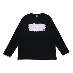 "Bunnies in Line" Cut and Sew Wide-body Long Sleeved Tee White/Black